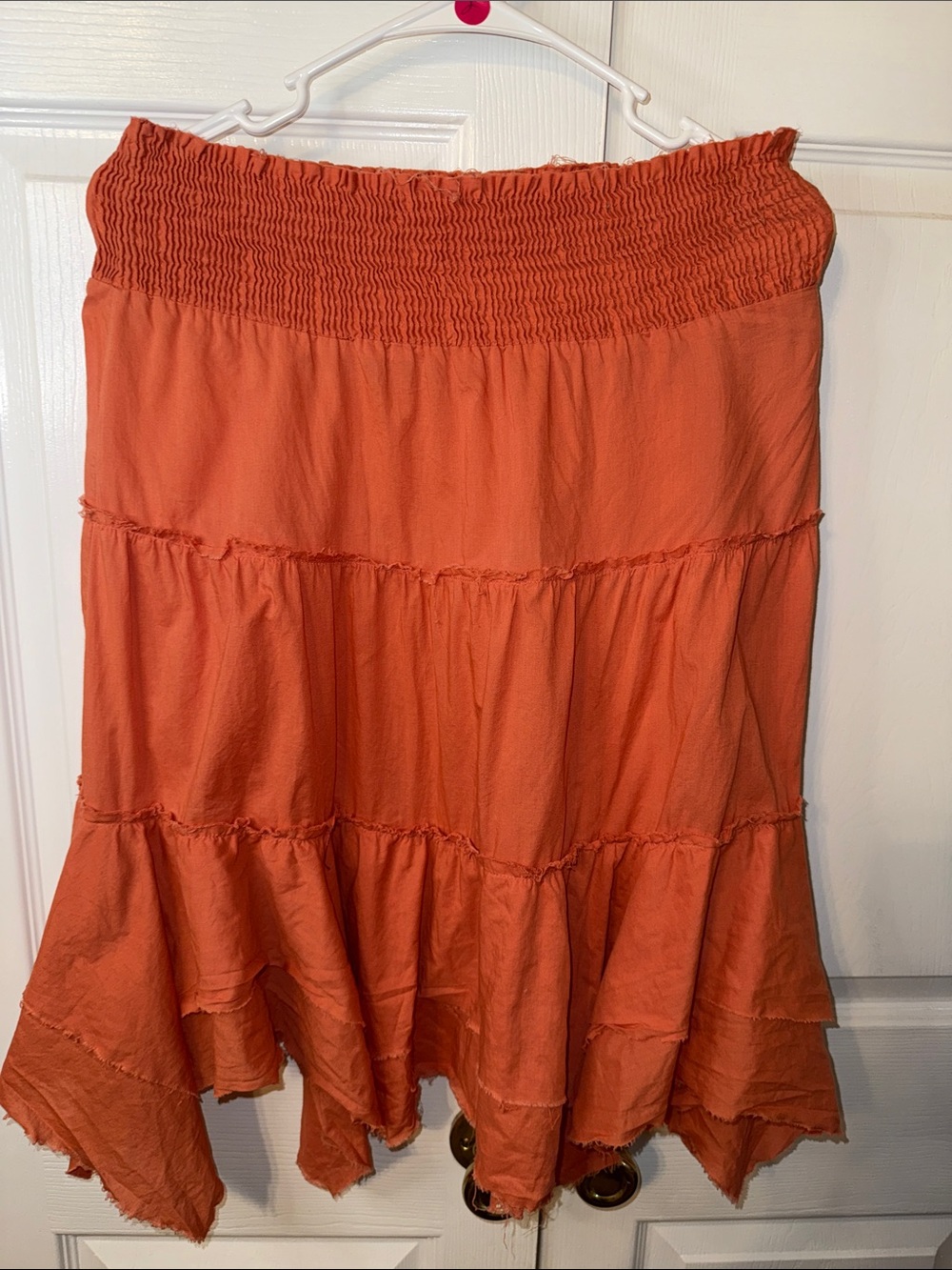 Charlotte Russe Orange Asymmetrical Tiered Smocked Skirt